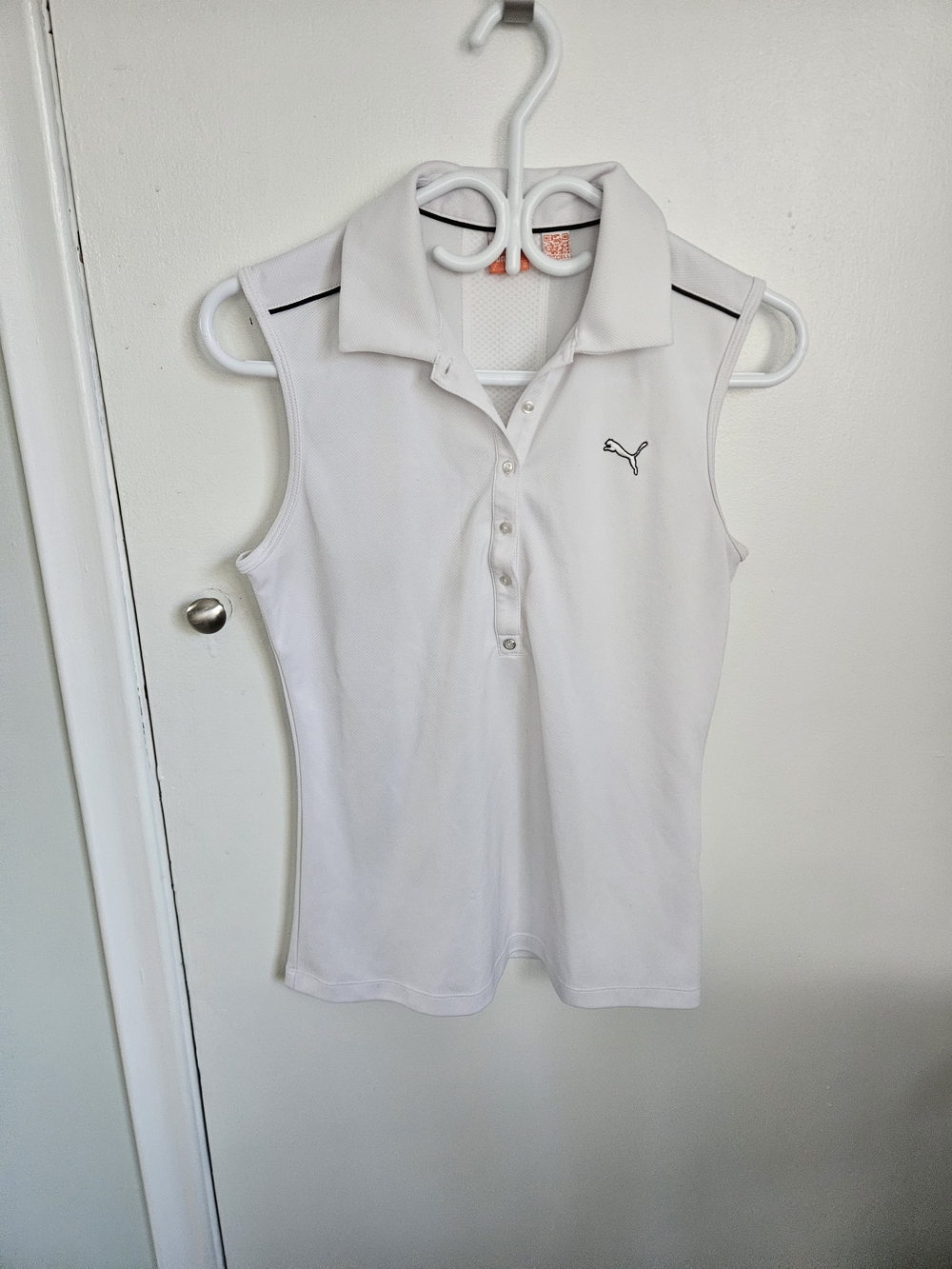PUMA Women's White Sleeveless Polo Top